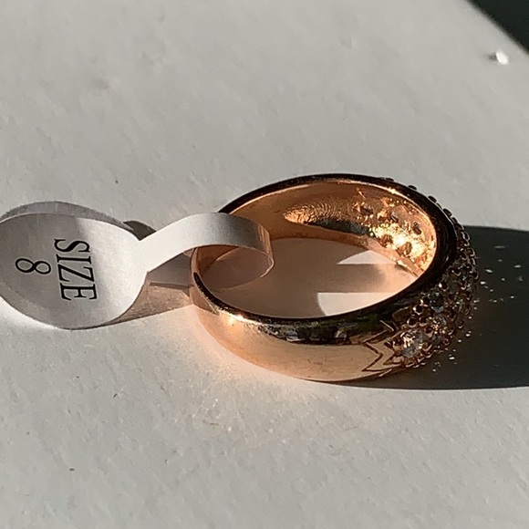 Sterling Silver Rose Gold Plated Cz Ring/ Band - Picture 3 of 7